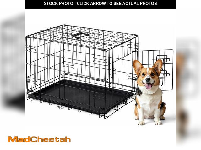 Lot 74-13042003 - DUMOS Dog Crate, 30 Inch Medium Single Door Dog Cage with Plastic Leak-Proof Pan Tray, Folding Metal...
