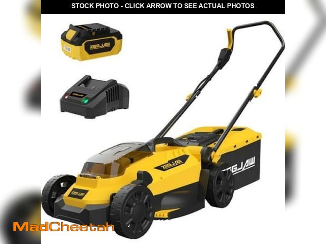 Lot 74-12156103 - (MISSING BATTERY,CHARGER) ZEGJAW Lawn Mower Cordless 13-Inch Electric Lawn Mower with 4.0Ah Battery ...