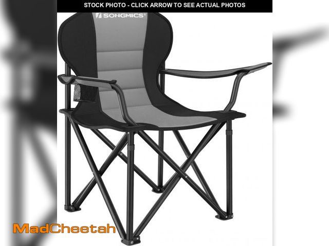 Lot 74-12210308 - SONGMICS Folding Camping Chair, with Comfortable Sponge Seat, Cup Holder, Heavy Duty Structure, Max ...