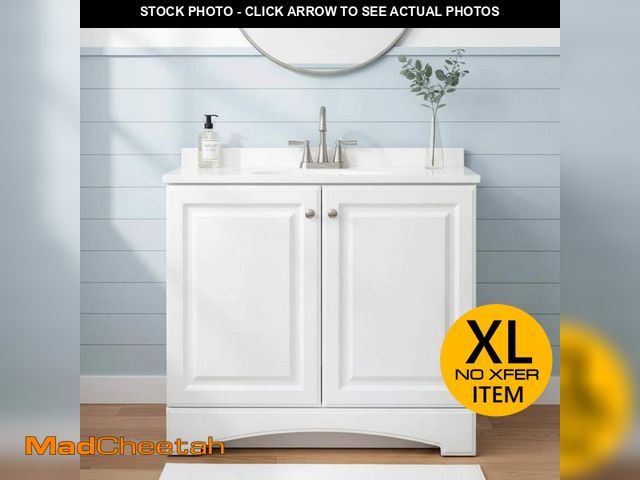 Lot 74-14342995 - Glacier Bay 37 in. Single Sink White Bath Vanity with Cultured Marble Top (Assembled) - UNUSED