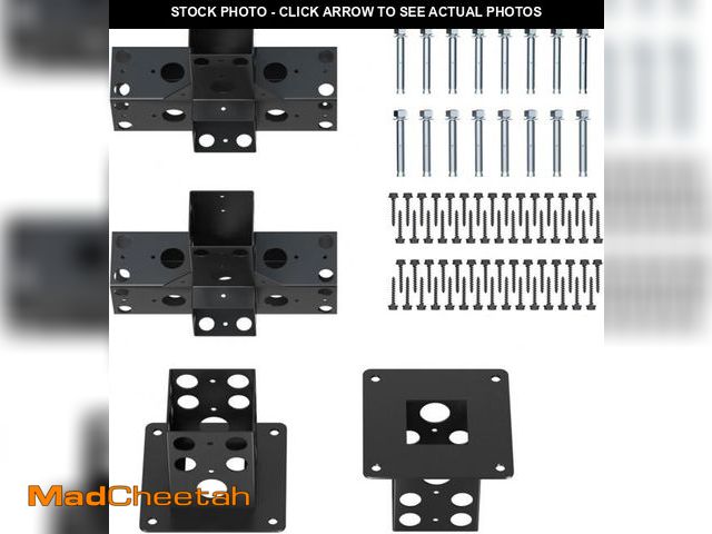 Lot 74-12398708 - TSMST 4"x4" Pergola Kit Right Angle Woodworks Pergola Brackets Kit, 2 Pack 4-Way Elevated Wood Stand...