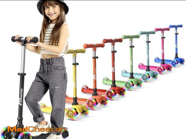 Lot 74-12399911 - Lifemaster Kids Scooter - Children and Toddler 3 Wheel Kick Scooter - LED Wheel Lights Illuminate Wh...