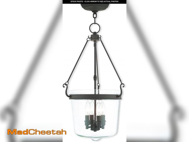 Lot 74-12028876 - Livex Lighting 50486-07 Americana Four Light Pendant from Rockford Collection in Bronze/Dark Finish,...