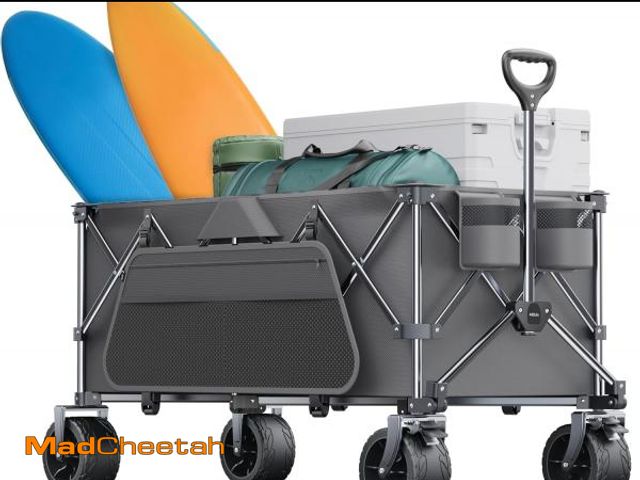 Lot 74-12507997 - 440Lbs Collapsible Wagon Cart with Big Wheels,Utility Wagons with Weight Capacity,Heavy Duty Wagon w...