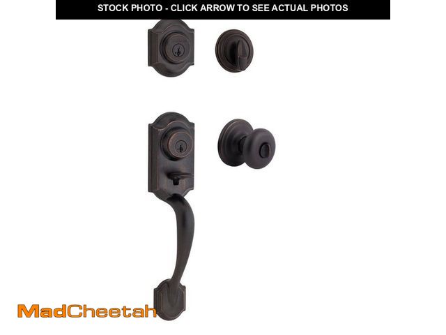 Lot 74-12663598 - Kwikset Montara Venetian Bronze Single Cylinder Door Handleset with Juno Entry Door Knob Featuring S...