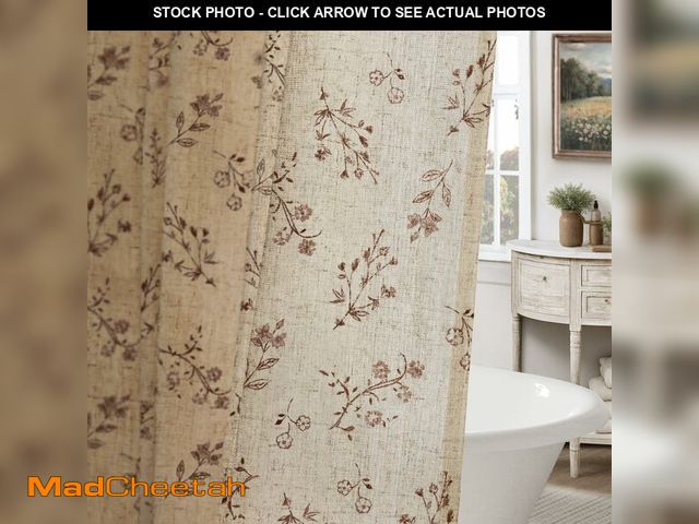 Lot 74-14215403 - XOGUIBO Brown Floral Farmhouse Vintage Linen Shower Curtain, French Country Shower Curtains for Bath...