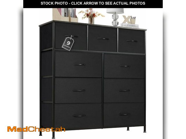 Lot 74-13733548 - Atilioo Dresser for Bedroom with 9 Drawers, Anti-Tip Tall Fabric Chests Storage Organizer Tower Furn...