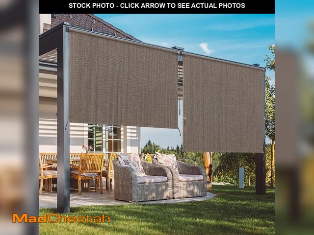 Lot 74-12072085 - Summit Living Outdoor Patio Roller Sun Shade, Crank Operated Fabric Blind, Cordless Roll Up Shade, W...