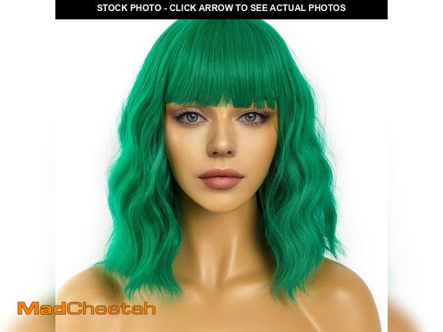 Lot 74-12713939 - LANCAINI Short Bob Wigs with Bangs for Women Loose Wavy Wig Curly Wavy Shoulder Length Bob Synthetic...