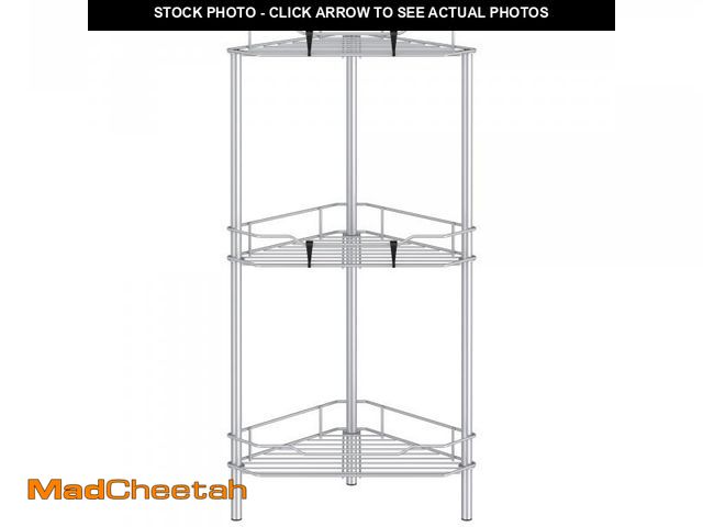 Lot 74-12307977 - HuggieGems 3 Tier Floor Standing Corner Shower Caddy Organizer Shelf with Hooks, Bathroom Shelves St...