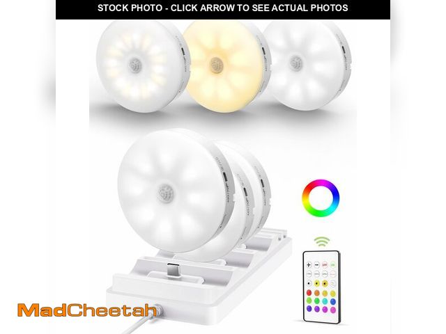Lot 74-14266924 - EZVALO Under Cabinet Lighting with Charging Station, 1000mAh Rechargeable Puck Lights with Remote, 3...