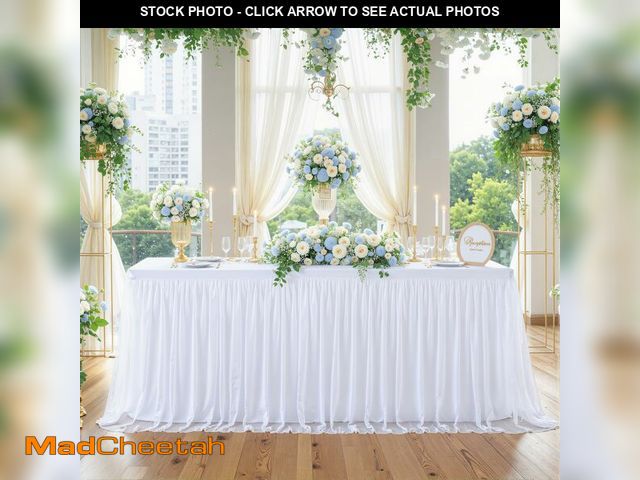 Lot 74-14213949 - Suppromo White Tulle Tablecloth for 4 Foot Rectangular Tables 48 x 24 Inch White Rectangle Table Clo...