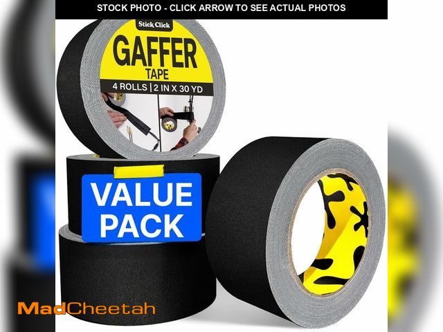 Lot 74-14263847 - 4-Pack Black Gaffers Tape - 2 inch x 30 Yards - Pro Water-Resistant Black Gaff Tape for Cables, Matt...