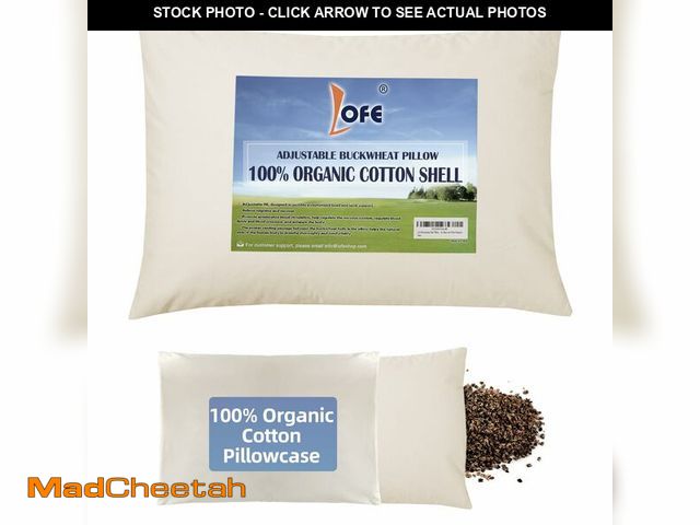 Lot 74-14149858 - LOFEÃÂ® Organic Buckwheat Pillow for Sleeping with Organic Cotton Pillowcase - 14x20'' Adjustable P...