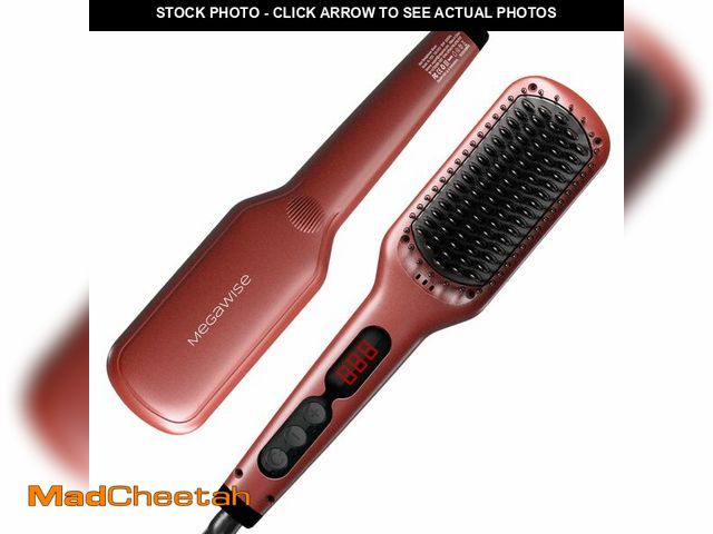Lot 74-14211211 - MEGAWISE Hair Straightener Brush Pro, Fast Heating Ceramic Ionic Brush for Smooth Frizz-Free Hair, S...