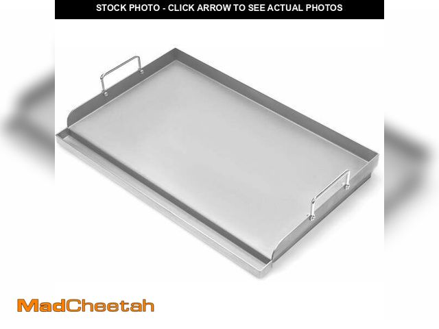 Lot 74-12890223 - Cooking Griddle for Gas Grill,25"x16" Flat Top Plate Insert with Grease Groove and Handles for Gas -...