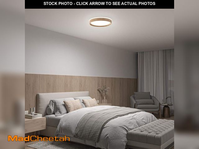 Lot 74-12692016 - Artika Callisto 15 in. 1 Light Wood 5CCT Selectable LED Integrated Flush Mount Ceiling Light with Re...