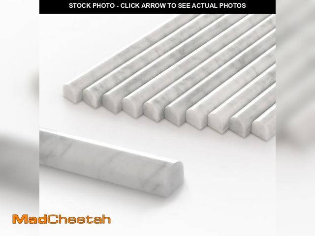 Lot 74-12110021 - 10-Pack Carrara White Marble Pencil Liner Tile Trim, 3/4''x12 Honed Natural Stone Bullnose Tile Edge...
