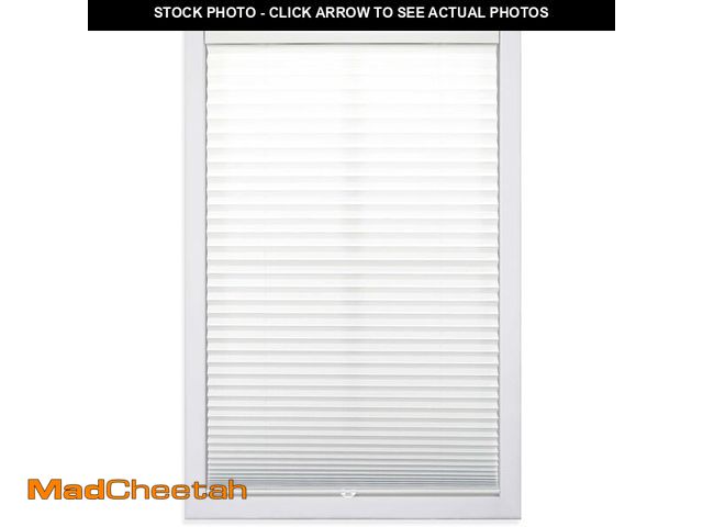 Lot 74-12543950 - DEZ FURNISHINGS Cordless 1" Light Filtering Pleated Shade, Fabric, 34" W x 48" H, White - UNUSED