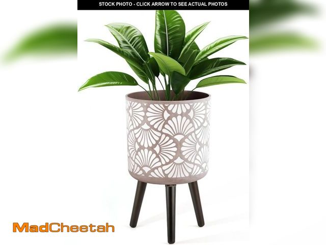 Lot 74-12508376 - fuxuiwy 12 Inch Planter with Stand Mid-Century Tall Planter with Legs for Indoor Outdoor Plants - UN...