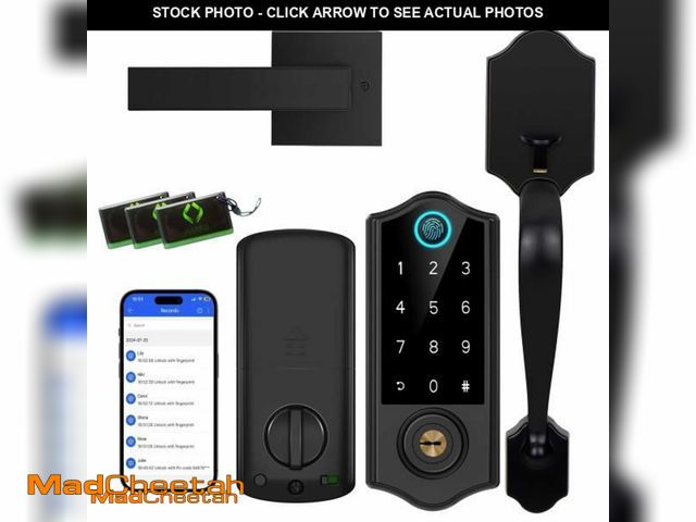 Lot 74-11850708 - Harfo Fingerprint Smart Door Lock for Front Door with Handle Set, App Control, Keyless Entry Keyless...