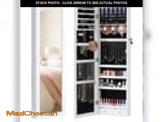 Lot 74-12479421 - edx Full-Length Mirror Jewelry Cabinet With 6 LED Lights Wall Door Mounted Large Jewelry Armoire Org...