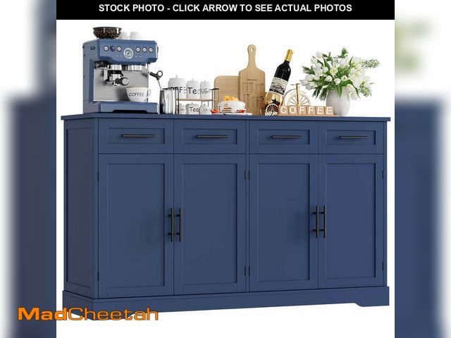 Lot 74-14436643 - Homfa Farmhouse Buffet Cabinet with 4 Drawers and 4 Doors, 59" W Sideboard Buffet Storage Cabinet wi...