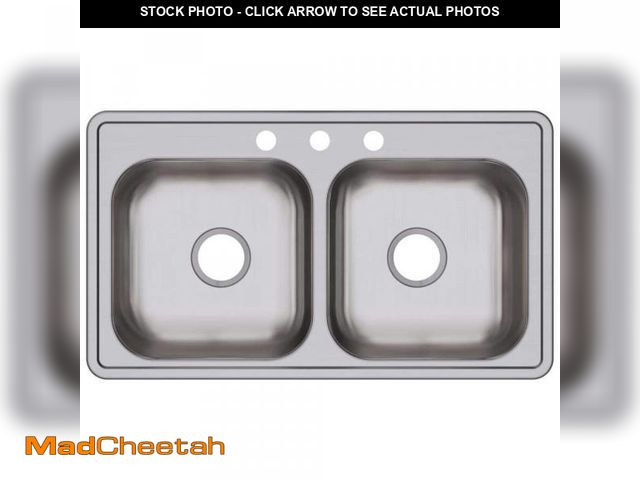 Lot 74-12410475 - Elkay Dayton 33 in. Drop-in Double Bowl 22-Gauge Stainless Steel Kitchen Sink Only - UNUSED