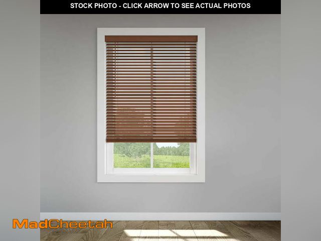 Lot 74-14447572 - (MISSING HARDWARE) LEVOLOR Custom Classic Value 2" Cordless Faux Wood Blinds, Walnut, 35 3/8" Width ...