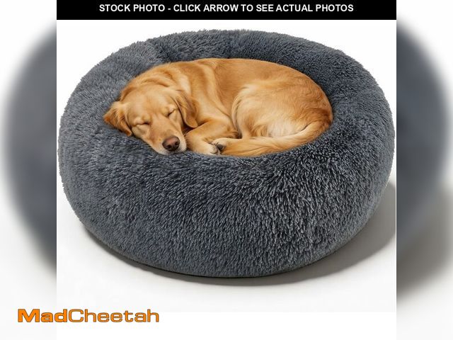 Lot 74-13583085 - Dog Calming Beds for Medium Large Dogs Round Donut Washable Puppy Dog Bed, Anti-Slip Faux Fur Fluffy...