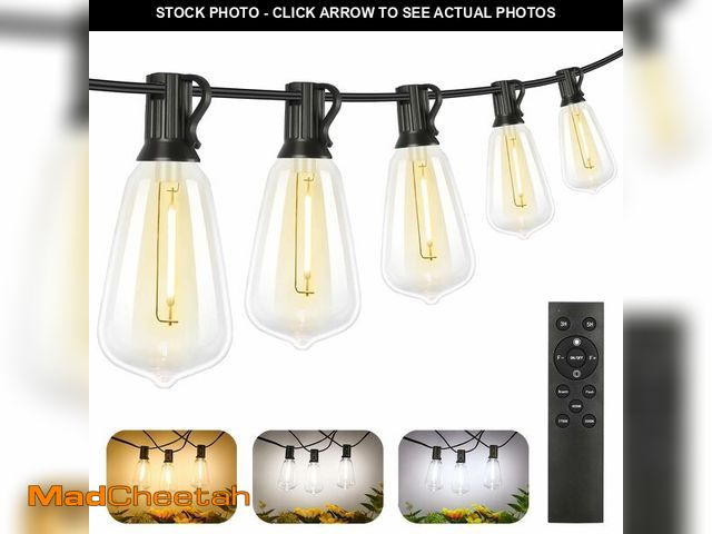 Lot 74-14057615 - Brightever Dimmable Outdoor String Lights with Remote, 3 Colors in 1 LED Patio Light for Outside wit...