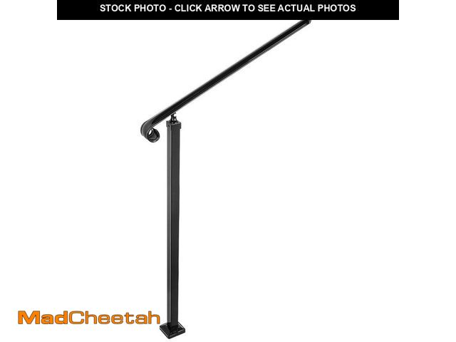 Lot 74-14328272 - SVOPES 2-3 Step Wrought Iron Handrail for Outdoor Steps, 62.8 in. H x 3.9 in. W, Black, Iron Stair R...