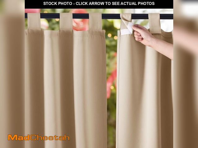 Lot 74-12128834 - NICETOWN 2 Panels Outdoor Curtains for Patio Waterproof 84" Long, Detachable Sticky Tab Top Thermal ...