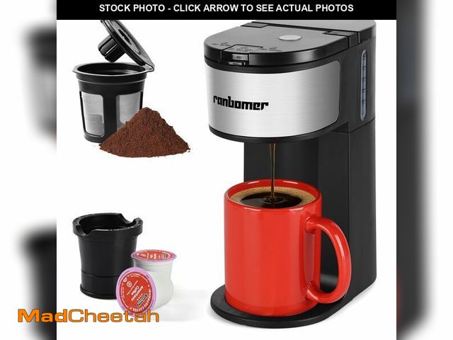 Lot 74-14301501 - Ranbomer K Cup Coffee Maker, Single Serve coffee machine or Ground Coffee Machine 2 in 1, 6 to 14 Oz...