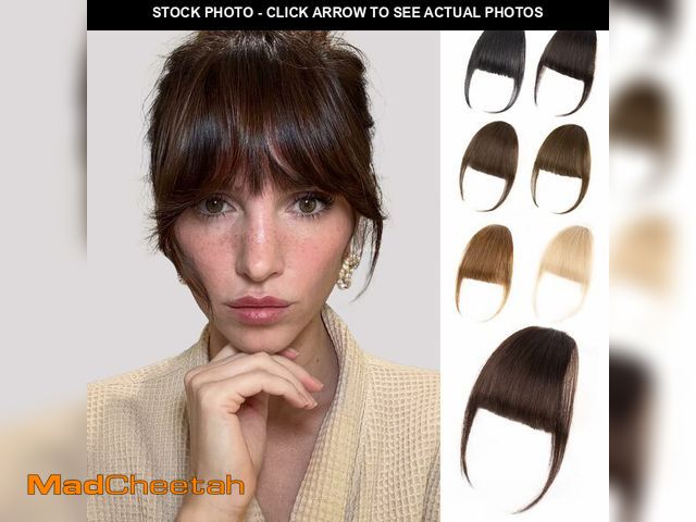 Lot 74-12711466 - EINAEY Clip in Bangs, 100% Real Human Hair Dark Brown Fake Bangs Clip in Hair Extensions Wispy Bangs...