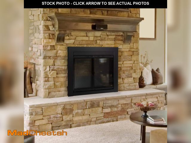 Lot 74-12944689 - Pleasant Hearth Alpine Large Glass Fireplace Doors - UNUSED