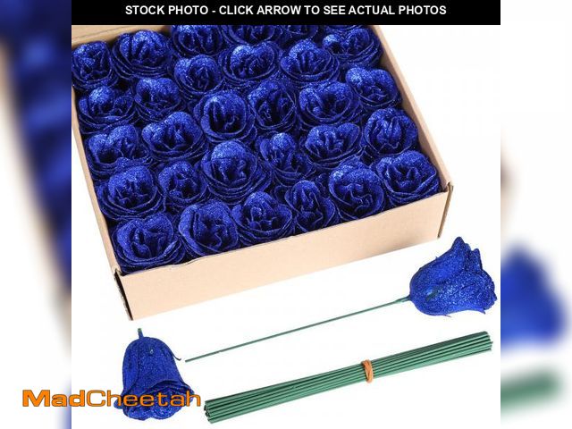 Lot 74-12308052 - ICBOX Roses Artificial Flowers, 30pcs Royal Blue Roses Silk Roses Artificial Roses with Stems for Cr...