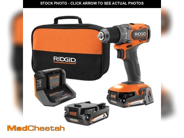 Lot 74-12553441 - RIDGID 18V SubCompact Brushless Cordless 1/2 in. Drill/Driver Kit with (2) 2.0 Ah Batteries, Charger...