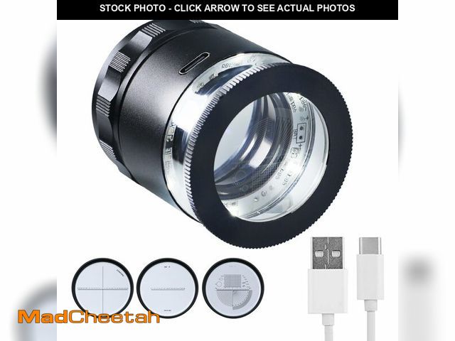 Lot 74-13538977 - 10X Rechargeable Jewelers Loupe Magnifier with LED Lights and 3 Reticle Scales, 25 mm Field of View,...