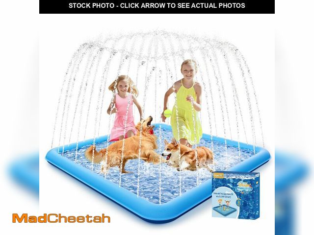 Lot 74-14152128 - Raxurt Splash Pad, 97"- 72" Non-Slip Splash Pad for Kids and Dogs, Thickened Durable Square Dog Pool...