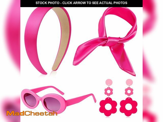 Lot 74-13719476 - SATINIOR 4 Pcs 60s 70s Women Hippie Disco Costume Accessories Set Headband Earrings Dangle Sunglasse...