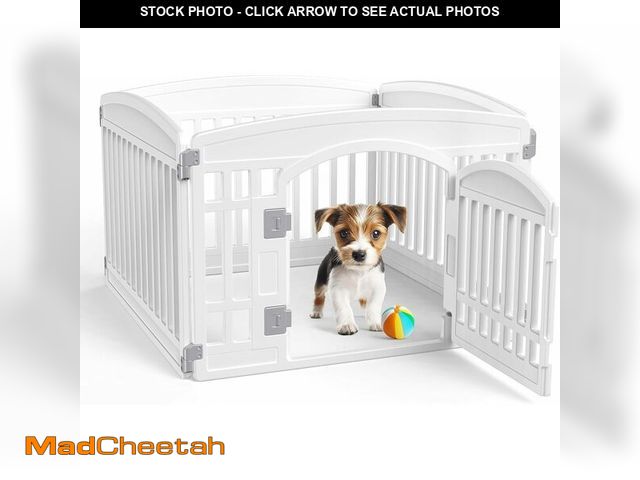 Lot 74-13382547 - SMUG Dog Playpen 4-Panel 24 Inch Safe Secure Indoor Outdoor Pet Fence, Folding Portable 35 x 35 x 24...