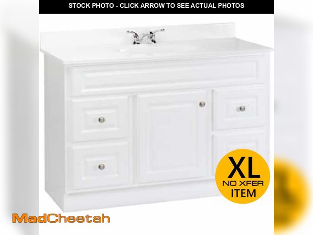 Lot 74-12649121 - Glacier Bay Hampton 48 In. W X 21 In. D X 33.5 In. H Bath Vanity Cabinet Without Top In White - UNUS...