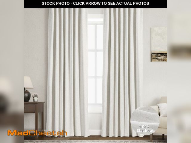 Lot 74-12431474 - 100% Blackout Linen Curtains 90 inch Length 2 Panels for Living Room Loop Pocket Pinch Pleated Black...