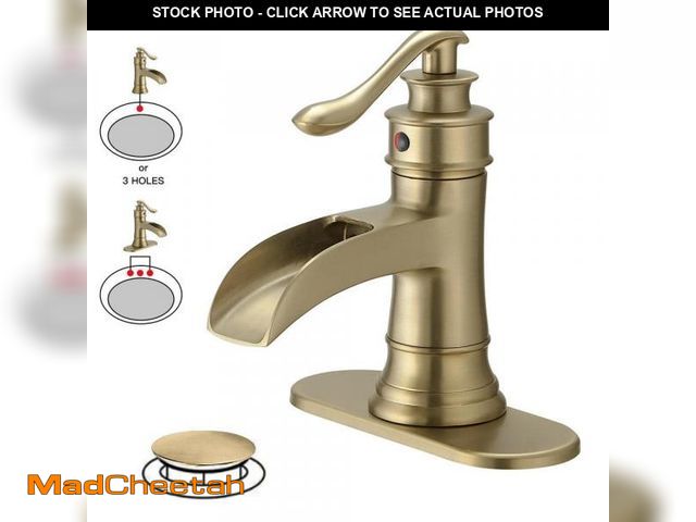 Lot 74-12364972 - BWE Waterfall Single Hole Single-Handle Low-Arc Bathroom Faucet Water-Saving Vanity With Drain Kit I...