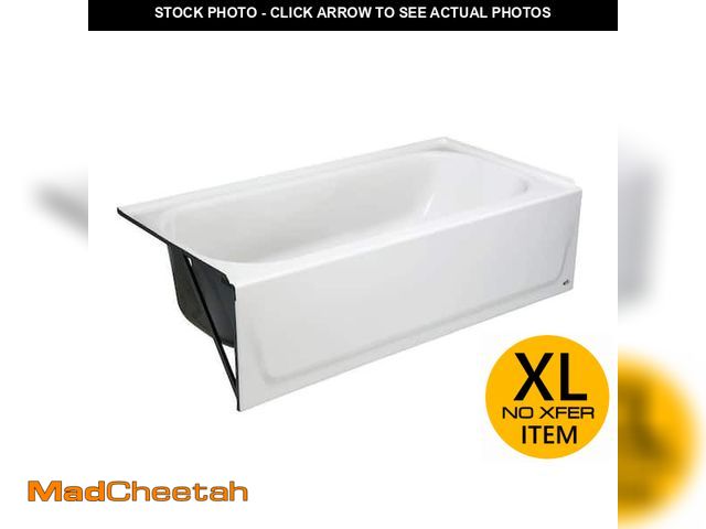 Lot 74-12629362 - Bootz Industries Maui 60 in. x 30 in. Soaking Bathtub with Left Drain in White 011-3341-00 - UNUSED