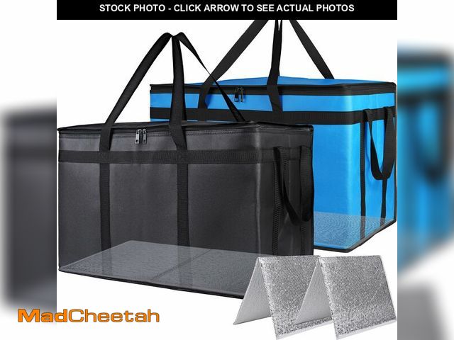 Lot 74-14145448 - Bodaon 2PK Cooler Insulated Food Delivery Bag with Bottom for Delivery Drivers, XXX-Large Thermal Ba...