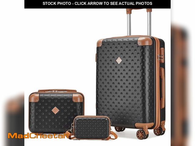 Lot 74-11118754 - Joyway 3-Piece Carry-on Luggage Set with Swivel Wheel Combination Lock Lightweight Hard Shell Set-Bl...
