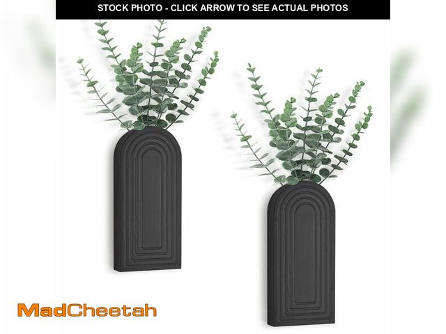 Lot 74-13713743 - Dahey Wood Wall Planter Vase with Artificial Eucalyptus, 2 Pack Hanging Planter for Indoor Fake Plan...