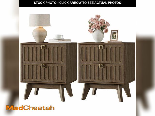 Lot 74-13774583 - SICOTAS 21.02" Wide 2-Drawer Nightstands Set of 2,Mid-Century Modern Bedside Table with Large Drawer...